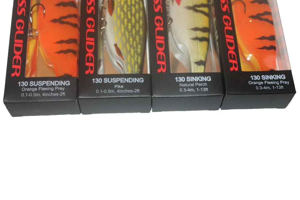 4x SEBILE-LIPLESS GLIDER- SINKING+ SUSPENDING+PIKE+NATURAL PERCH-NEU - Bild 2 von 4