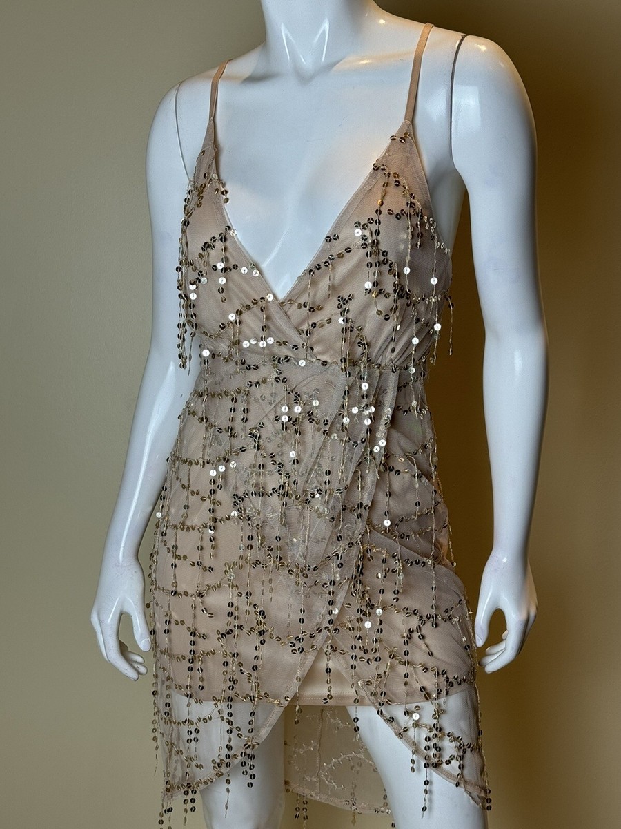 Zshujun Women’s Glitter Fringe Sequin Casual Club Mini Party Dress Sz S (73)