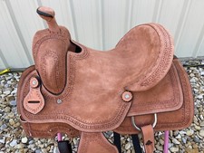 Youth Western Saddle 12-13  Roughout Hard Seat Ranch Horse Serpentine Tooling