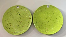 NEW ZAK 11" GREEN CONFETTI MELAMINE DINNER PLATES SET OF 2 FREE SHIP