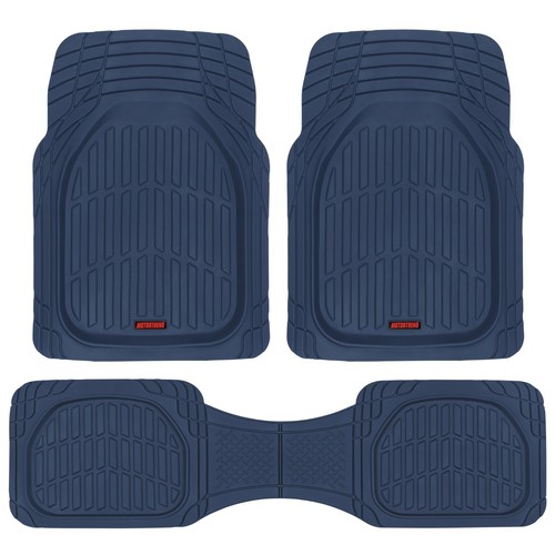 Waterproof Charcoal Blue Rubber Floor Mats for Car Truck w/ Rear Liner