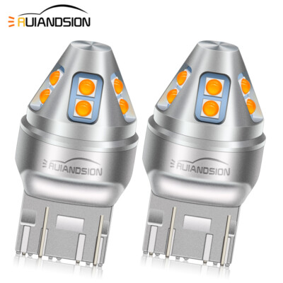 2pcs 7443 7440 T20 W21W 3030 10 LED Turn Signal Light Bulb Amber Yellow DC10-60V
