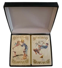 Vintage Redi-Slip Playing Cards Special Edition Norman Rockwell Box Set Sealed