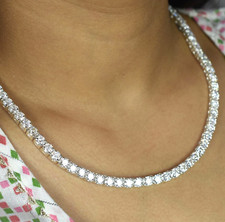 Gorgeous 20 inches White Diamond Tennis Necklace, Excellent Cut  Luster VIDEO