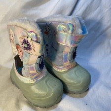 Disney Frozen Light-Up Girls SZ 5 Winter Rain Snow Fur Lined Boots Elsa Shimmer