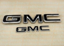 NEW 2021-24 GMC Yukon Yukon XL GM Front & Rear Chrome Black Emblem Kit 84729912
