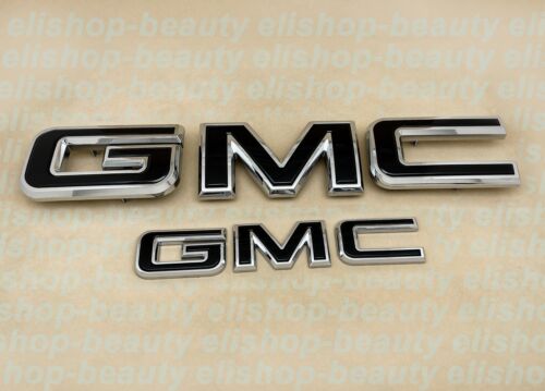 NUEVO 2021-24 GMC Yukon Yukon XL GM Frontal y Trasera Cromado Negro Emblema Kit 84729912 - Imagen 1 de 6