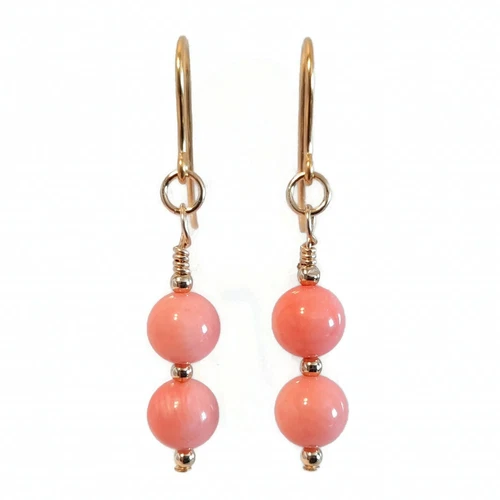 Pink Shell Pearl Earrings Dangle Drop Gemstone Earrings Vintage Style - Picture 2 of 10