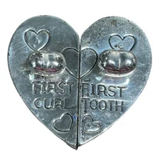 Baby Keepsake Trinket Box Antique Silverplated Vintage First Curl Tooth Velvet