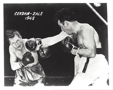 TONY ZALE vs MARCEL CERDAN 8X10 PHOTO BOXING PICTURE