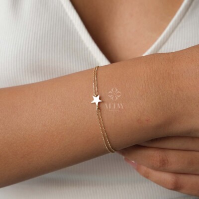 14K Gold Stern Armband, kleines Sternenarmband, zierlicher Himmelsschmuck, minimalistisch