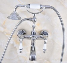 Polished Chrome Clawfoot Bathroom Tub Faucet Mixer Tap W/ Hand Shower stf868