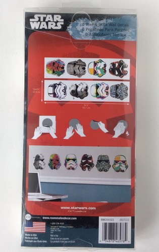 8 calcomanías de pared Star Wars Storm Troopers cabezas artísticas NUEVAS RoomMates Peel-n-stick - Imagen 3 de 3