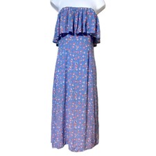 Flynn Skye Fiona Falling Flora Blue / Pink Midi Dress Size Small