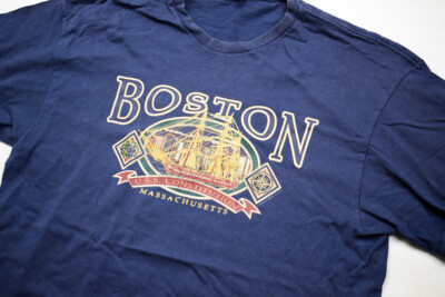 Boston T-Shirt  Vintage Delta Travel Destination Tee USA Massachusetts 90s XL