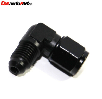 (one) Black AN4 Female to 4AN AN-4 Male 90 Degree Flare Swivel Fitting Adapter