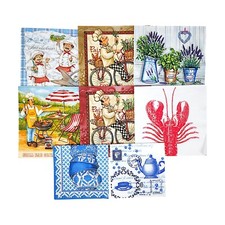 Mixed Lot Of 8 Decoupage Napkins For Crafting Lavender Tea Cooking Gril Lobster