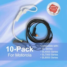 10x Acoustic Tube 2-Wire Earpiece w/ PTT Mic for Motorola Radios SL3500 SL7580e