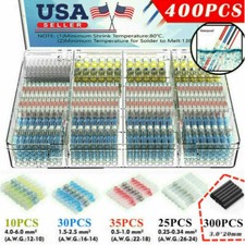 400PCS Waterproof Solder Seal Heat Shrink Wire Butt Terminal Connectors Kit Set