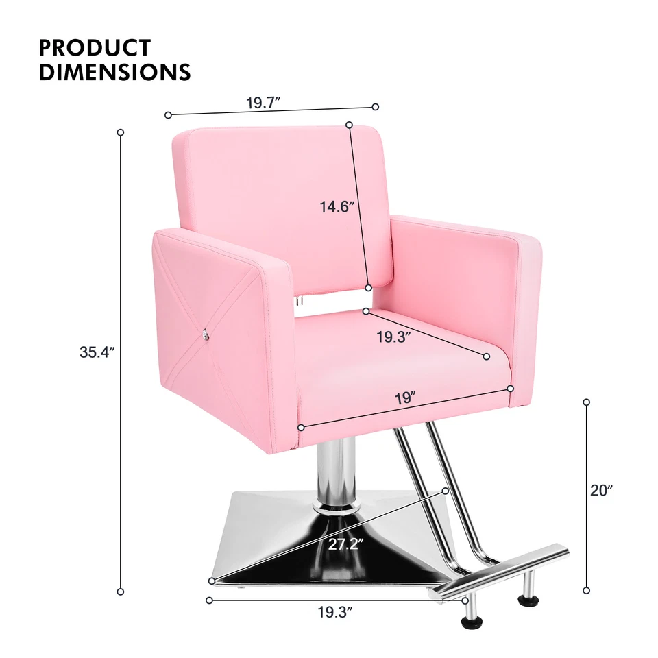 Silla de peluquero hidráulica rosa para damas peluquería spa salón belleza con cubierta trasera Foto 2 de 4