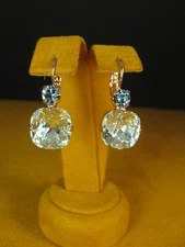 MARIANA EARRINGS SWAROVSKI CRYSTALS SKY BLUE CLEAR ROSE GOLD PL Gift Christmas