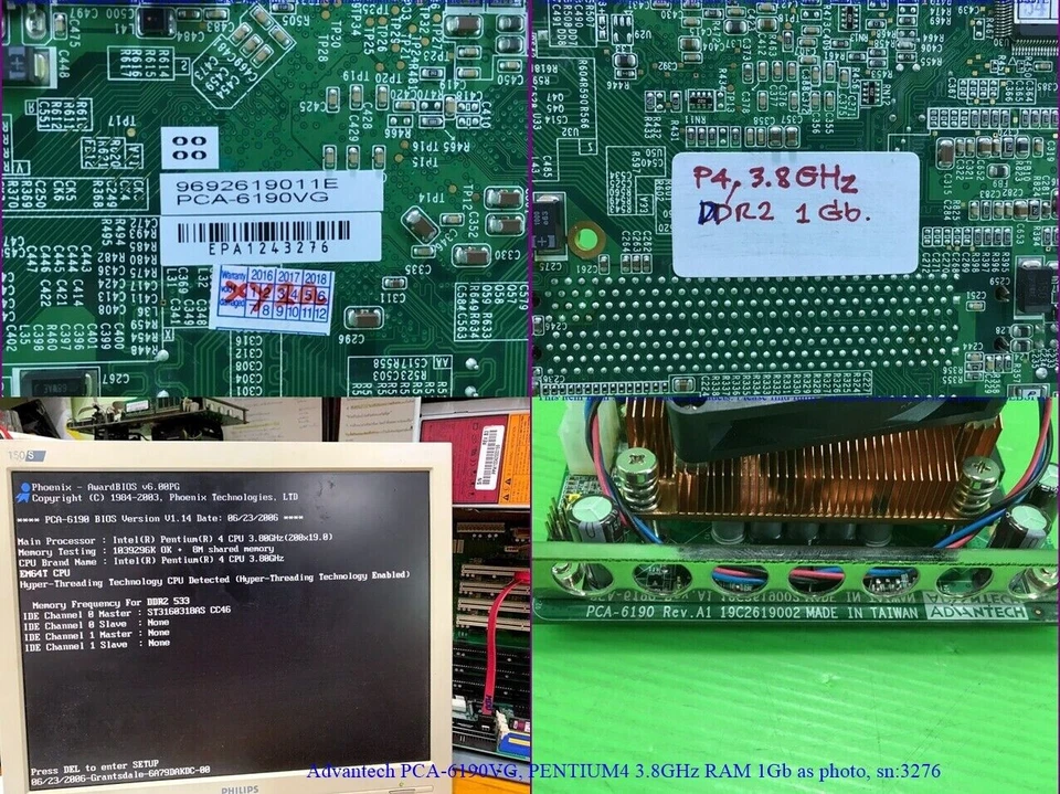 Advantech PCA-6190VG, PENTIUM4 3.8GHz DDR2 1Gb as photo, sn:RANDOM, Tested, LAST - Image 4 of 4