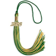 Endea Graduation Green/Gold Mixed Color Tassel With Gold Date Drop