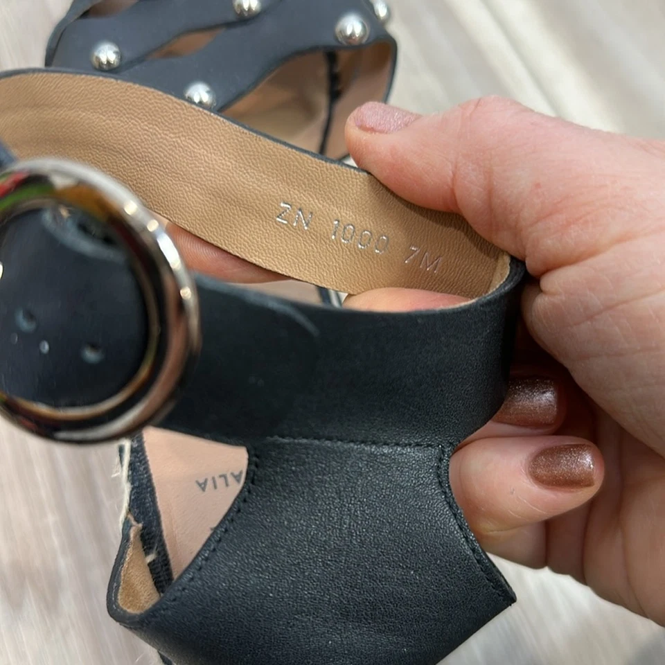 Aquatalia Brianne leather studded espadrille sandals size 7 - Image 4 of 4