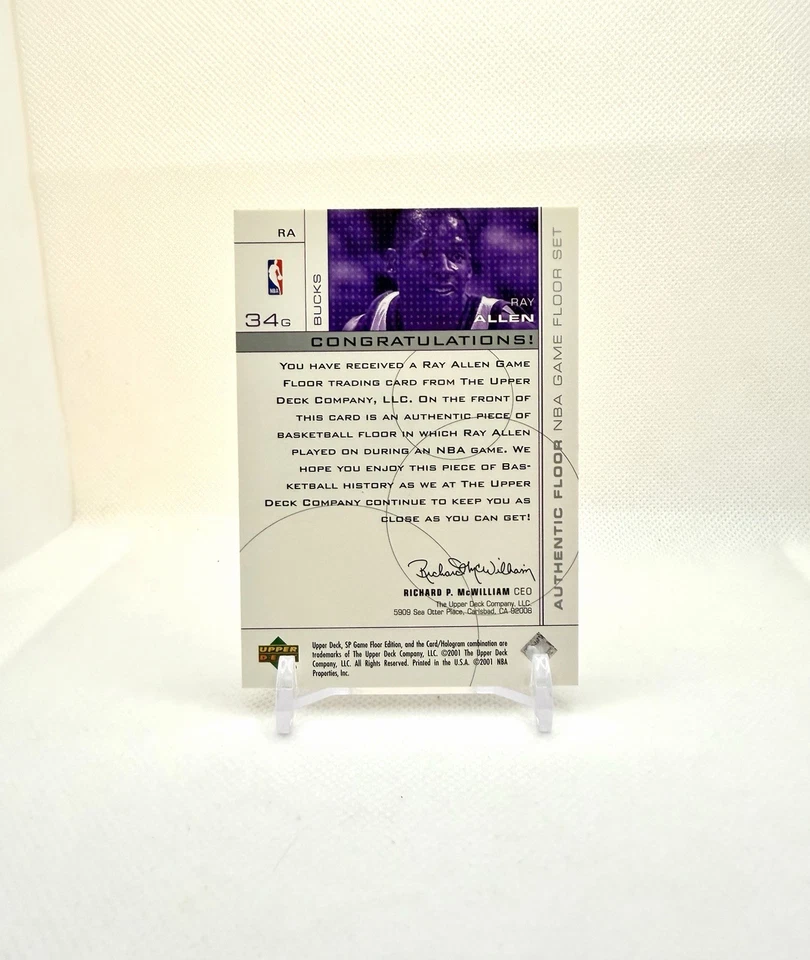 RAY ALLEN AUTHENTIC FLOOR — 2000-01 Upper Deck SP Game Floor #RA Milwaukee Bucks - Image 2 of 2