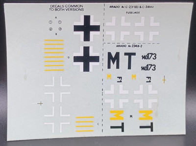 Unknown | No. ? | 1:72 Arado Ar 234 B-2 C-2 C-3 Blitz Decals