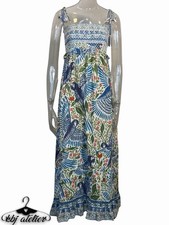 Farm Rio Macaw Flight Maxi Dress Women Small Colorful Smocked Tropical Beaded
