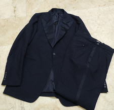 1970s vintage pure wool classic Tuxedo night peak lapel suit 38L