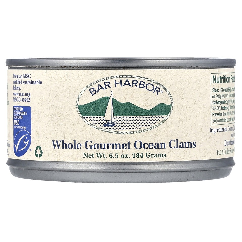 Whole Gourmet Ocean Clams, 6.5 oz (184 g)
