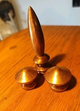 3 Art Deco Copper Brass Vtg Antique Lamp Light Finials Ceiling Fixture 