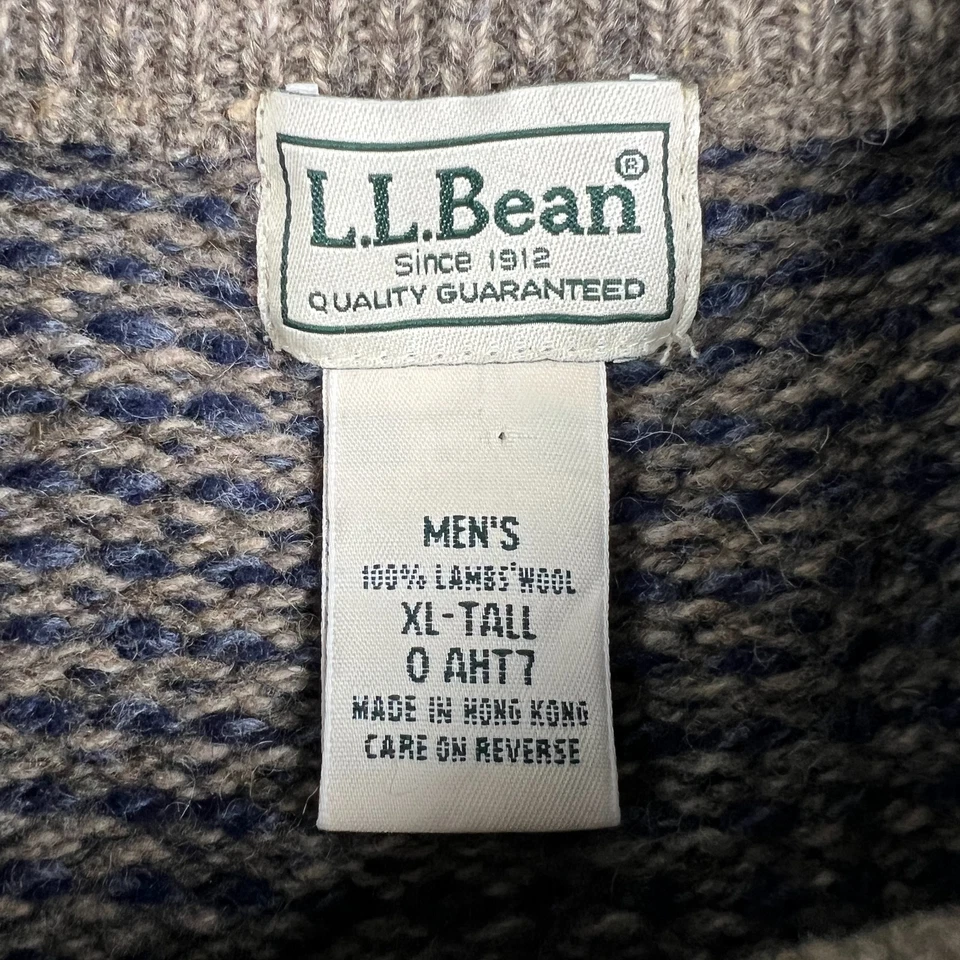 LL Bean 100% Lambswool Sweater Knit Crew Pullover XLT Mens XL Tall Brown - Image 3 of 4