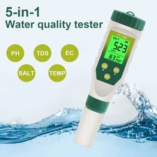 5 IN 1 PH Water Test Pen High Precision Probe Pool Diet Tester TDS/SALT/EC/TEMP