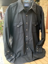 1950-60 Vintage Pendleton Western Wool Shirt Men Large Pearl Snap LS Serial USA