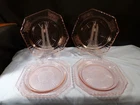 Set of 4 Hocking Pink Depression Glass Mayfair Luncheon Plates
