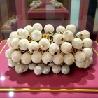 Cha Cha Expansion Bracelet White Milk Glass Beads Vintage Mid Century Stretch