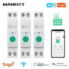 1-63A 1P+N Tuya Wifi Smart Circuit Breaker Switch Kwh Metering Timer Relay MCB V