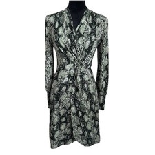 The Limited Dress Womens XS Green Snake Print Jersey Faux Wrap Knee Length NWT