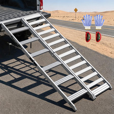 Aluminum Motorcycle Ramp with Walking Step 4-Fold Dirt Bike Ramp for E-Bikes 1PC