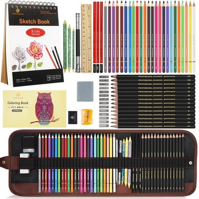 Sketch & Drawing Art Pencil Kit 52 Piece Set, 24 52 Multicolor 