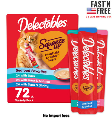 Hartz Delectables Squeeze Up Seafood Lickable Cat Treat, 0.5 oz tube, 72 Count
