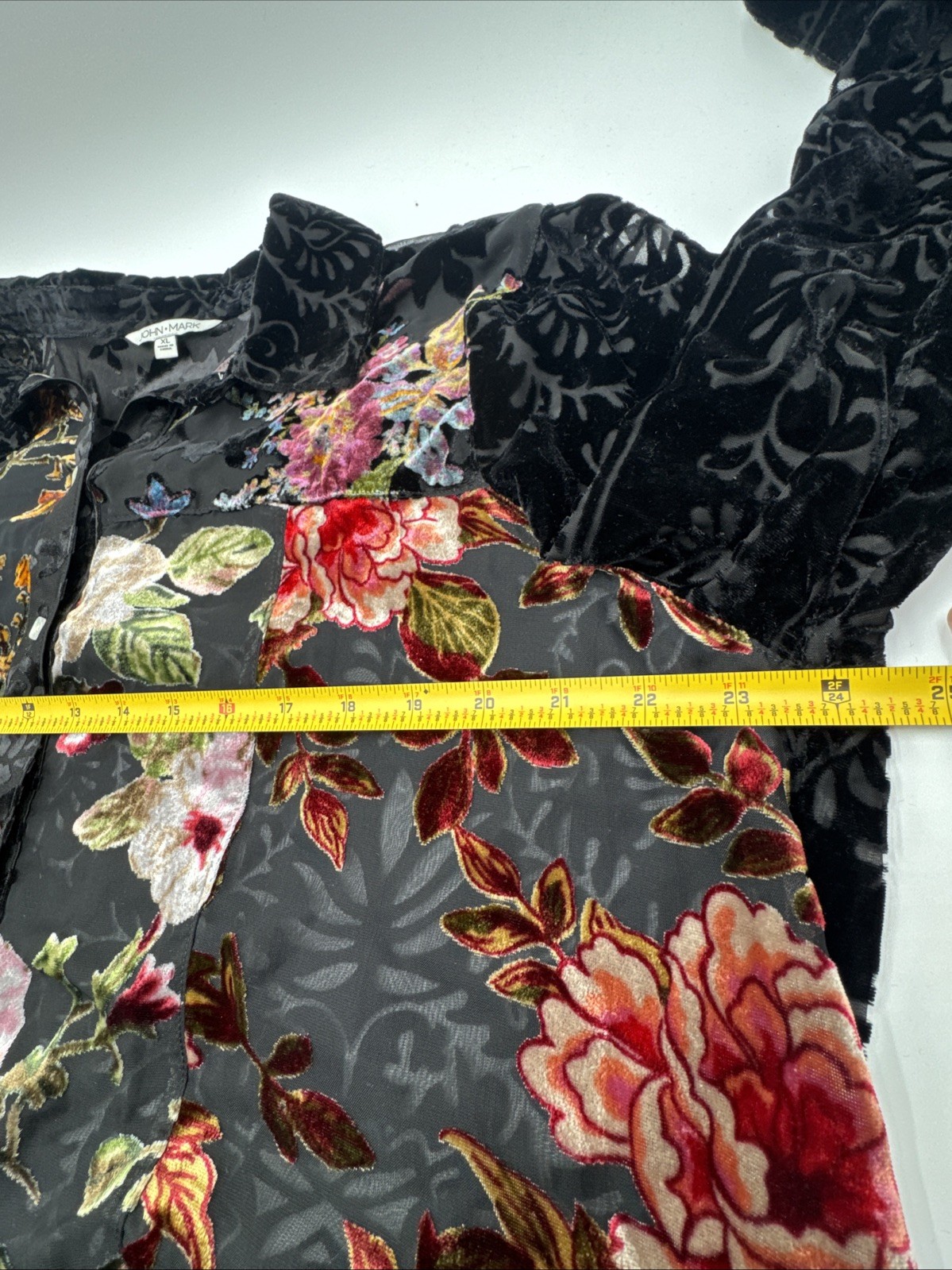 John Mark Womens Patchwork Multi Floral Velvet Bu… - image 6
