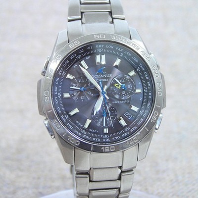[Selten verpackt!] Casio OCW-600 Oceanus Solar Titan Funkuhr Japan Silber Box