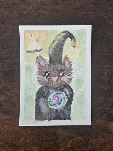 Original ACEO, one of a kind original artcard 'Wizard Rufus' 2026 gouache 