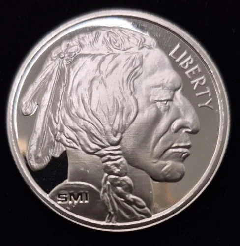 1 Troy oz Indian Buffalo .999 Fine Silver Round Sunshine Mint (#254)