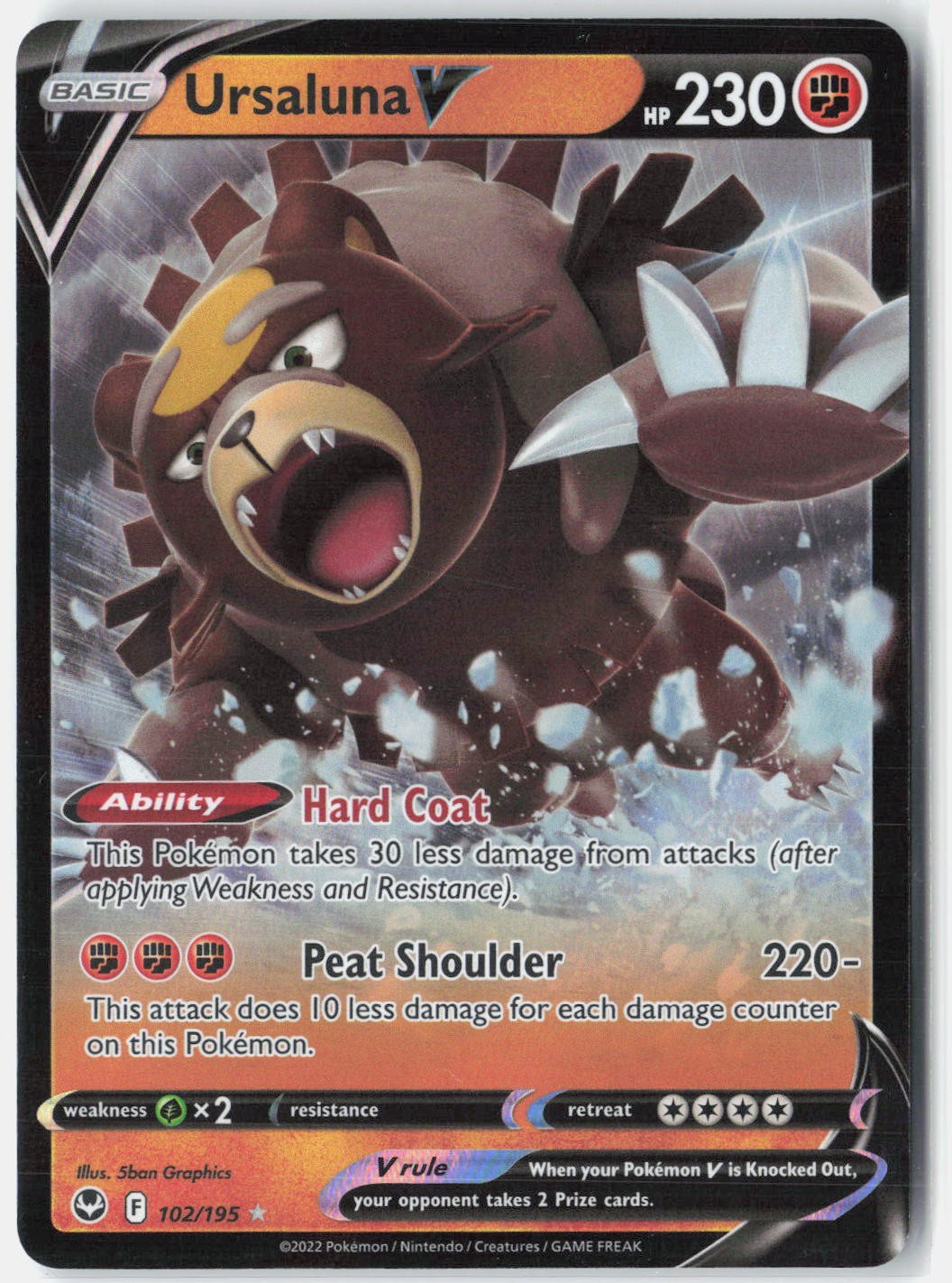 Ursaluna V SWSH12: Silver Tempest 102/195 Pokemon Card Holo
