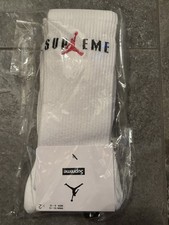 Air Jordan x Supreme Crew Socks 2 Pack White Size Large NWT